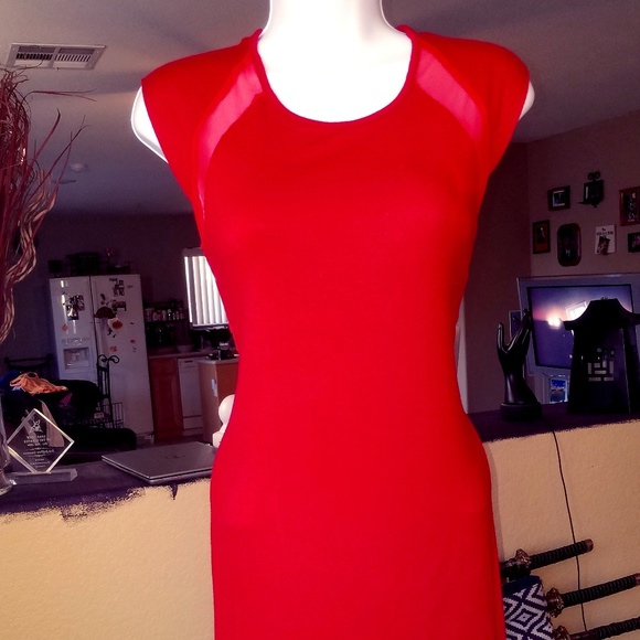 revealing red dress